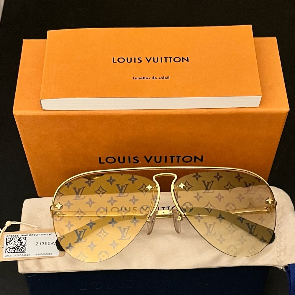 Louis Vuitton Grease Grad Brown/Gold sunglasses Z1366W